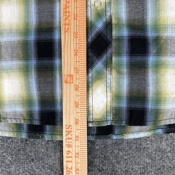 Wrangler Shirt Mens 2XL Green Plaid Pearl Snap Western Short Sleeve Sawtooth XXL - Picture 5 of 5